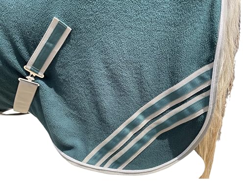 Majestic Ally Anti Pill Fleece Horse Blanket /Sheet with Silver Braided Rope (Hunter Green, 74) - color: Hunter Green, size: 74