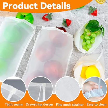 6 Pack Nut Bag Strainer 12 x 8 Inch Fine Mesh Cheese Cloth