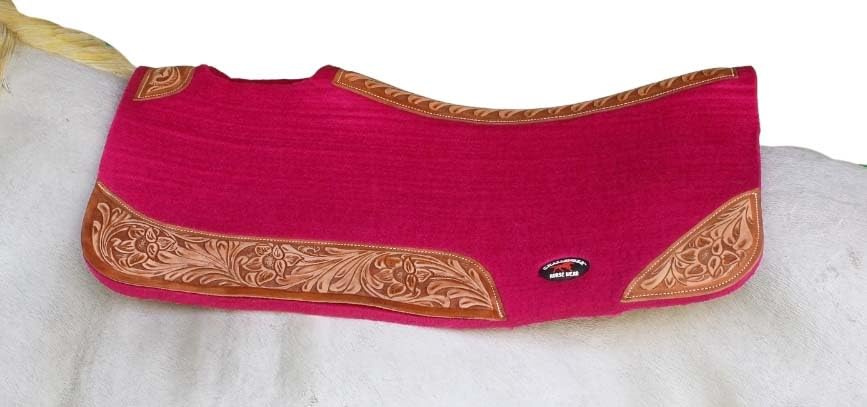 CHALLENGER Horse Saddle PAD Western Contoured Wool Felt Moisture Wicking Saddle Pad 39177 - color: Pink