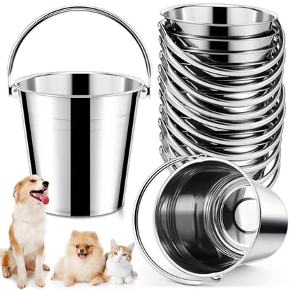 Hicarer 10 Pack 2.1 Quart Stainless Steel Dog Water Buckets, Metal Pails - size: 2.1 Quart