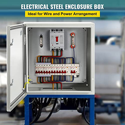 VEVOR NEMA Steel Enclosure, 24 x 24 x 8'' NEMA 4X Steel Electrical Box, IP66 Waterproof & Dustproof, Outdoor/Indoor Electrical Junction Box, with Mounting Plate - size: 24 x 24 x 8