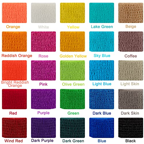 BQTQ 50 Rolls Self Adhesive Bandage Wrap 1 inch Self Adherent Tape(Rainbow) - color: Rich Color, size: 1 Inch