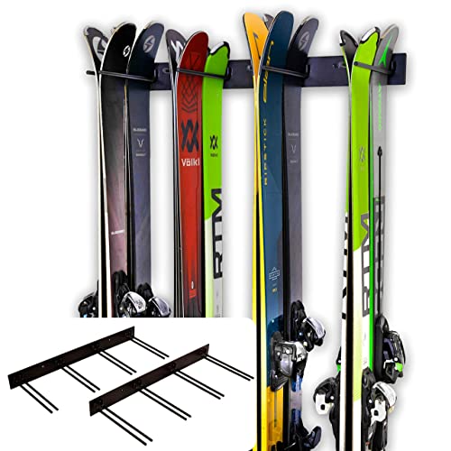 StoreYourBoard Ski Rack Wall Mount – Heavy-Duty Steel Ski Wall Mount Holds Up to 16 Pairs of Skis, Space-Saving Ski Rack for Garage, Home, or Cabin – Durable Wall Storage Organizer - Holds Up to 200lb - style: 16 Skis