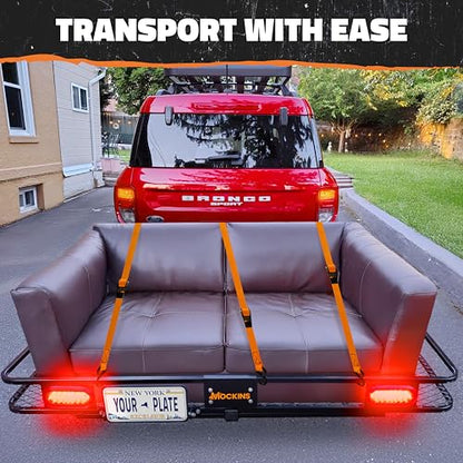 Mockins XXL Trailer Hitch Cargo Carrier with Rear Lights & Plate Bracket - size: 72"L X 36"W X 6"H - XXL