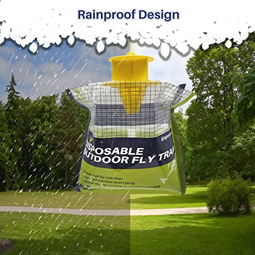 10 Pack Fly Traps Outdoor Hanging Disposable Fly Bags Trap, Effective Pre-Baited Flies Catcher, Flies Killer Bug Control for Patio, Yard, Chicken Coops, Horse Stables, Barns