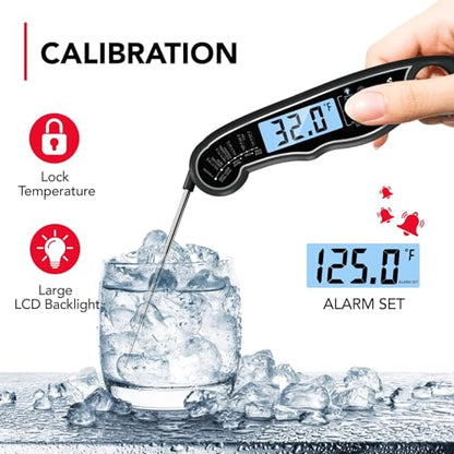 TEMOLA Meat Thermometer, Instant Read Food Thermometer for Cooking, Digital Food Thermometer with LCD Backlight for Candy Fry Grill BBQ Liquids, Kitchen Oven Safe Dual Probe 2 in 1 Thermometer | Digital Food LCD Backlight for Candy Fry Grill BBQ Liquids,