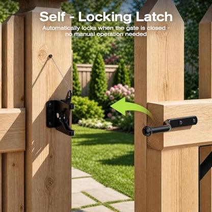 YQE Anti Sag Gate Kit for Wooden Fence, Heavy Duty Gate Hardware with Corner Brace Brackets, Welded Hinges and Self-Locking Gate Latch, Premium No Sag Fence Gate Kit - size: Single Door Set