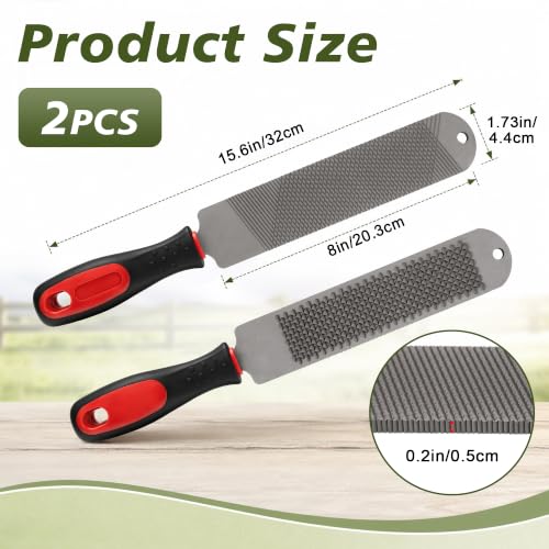2PCS 15.6inch Double-Side Hoof Rasp File with Long Handle