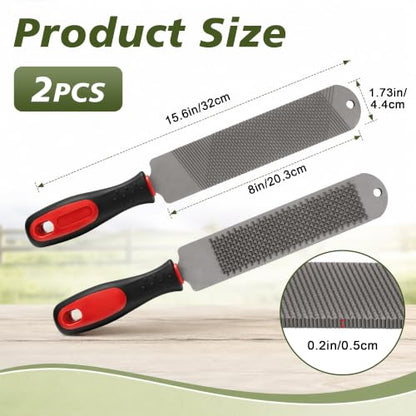 2PCS 15.6inch Double-Side Hoof Rasp File with Long Handle