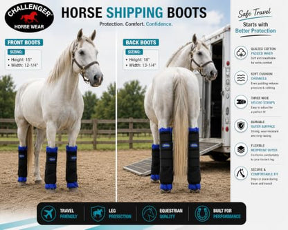 TackRus Horse Stable Shipping Boots Wraps Front Rear 4 PK Leg Care Blue 4120RB