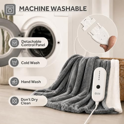 Heated Throw Blanket, 50"x60", Gray - color: Gray, size: Throw-50"x60"