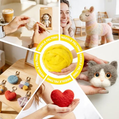 3.4oz Needle Felting Wool Cartoon Yellow for DIY Needle Craft Enthusiasts - color: Cartoon Yellow