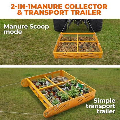POPMOON 2-in-1 Horse Manure Scoop Tow Behind Trailer, 330lbs Manure Scooper - size: 43" L -no wheels