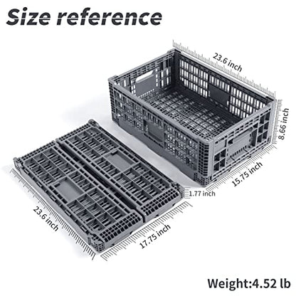 Collapsible Storage Bin/Containe， Transfer box,crate Transit storage of various items (Gray 23.6" L x 15.7" W x 8.6" H-two) - size: Gray 23.6" L x 15.7" W x 8.6" H-two