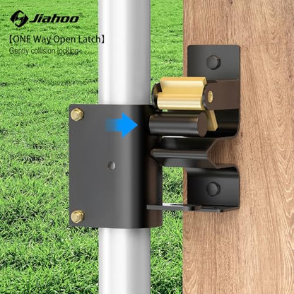 JIAHOO One Way Farm Gate Latch, Heavy Duty Gate Latch for Metal Tube Gates | Lockable Livestock Gate Hardware, For Cattle Gate Horse Corrals, Ranches, Pastures, Pet Cages, with Brass Padlock & 3 Keys - style: One Way Latch & Padlock