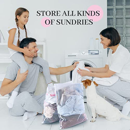 Nuenen 36 Pieces Mesh Laundry Bags Fine Mesh Wash Bags with Zipper Machine Washable Lingerie Bags for Washing Delicates Clothes Garment Underwear Blouse Hosiery Socks Travel, 16 x 20 Inches (Pink) - color: Pink, size: 16 x 20 inches