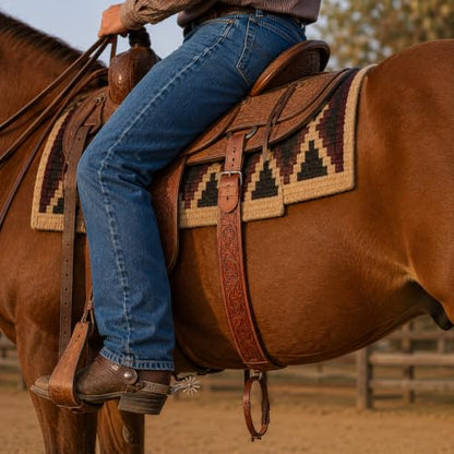 CHALLENGER Horse Western Carved Leather Rear Flank Back Cinch Girth Saddle Billets 9774-80 - color: Tan, size: 34" Long x 3" Wide