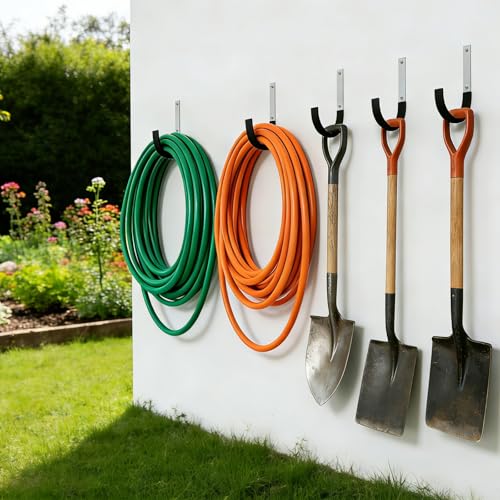 GeeWatom Heavy Duty Steel Garage Hooks,Garage Storage Utility Hooks,Heavy Duty Garage Garden Tool Organizer,Steel Wall Mount Hooks, Garden Hose Hanger, Black U Hooks (Dark Brown-2PC) - color: Dark Brown-2PC