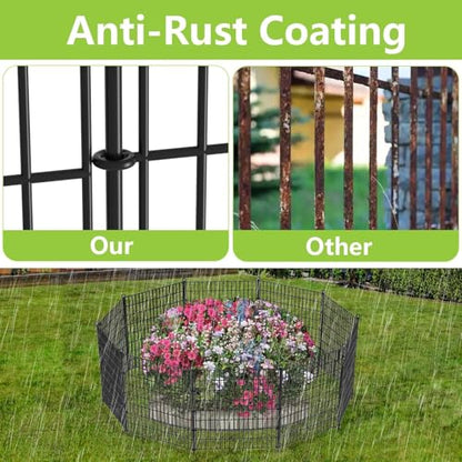 Toolterritary 10 Panels No Dig Garden Fence with Gate, 40 in(H) X 24.2 ft(L) Metal Fence Panels, Thickened Rustproof Garden Fencing, Animal Barrier Fence for for Dogs, Rabbits, Landscape, Patio - size: 40 in(H)×29in(L)