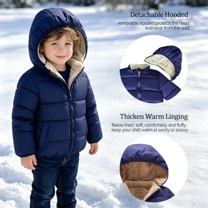 GOODKIDS Baby Girls Boys' Winter Fleece Jackets with Hooded Toddler Warm Lined Coat Outer Clothing 1-6 Years - color: Blue, size: 2-3T