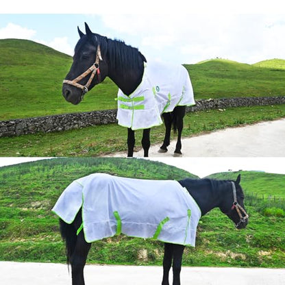 White Comfy Mesh Horse Fly Sheet, 70in - color: white, size: 70Inch-178cm