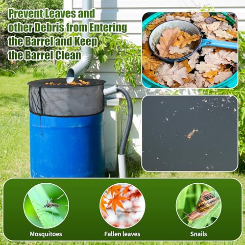 Pop Up Mesh Cover for Rain Barrels with Drawstring, 2 Pack Water Rain Barrel Netting Screen Water Collection Buckets Tank Protector Cover Net to Keep Leaves and Debris Out, 24.8 Inch