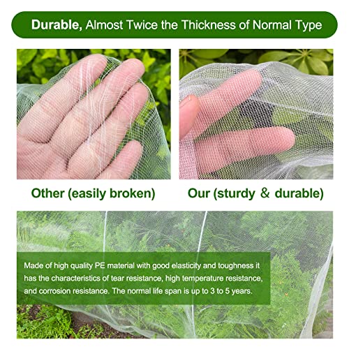Jevrench 4 x 10 ft Garden Netting Row Cover, Ultra Fine Mesh for Plants | Protective Plant Netting for Gardens, Raised Beds and Greenhouses, Mesh Cover for Vegetables, Fruit Trees and Flowers - size: 4ft x 10ft