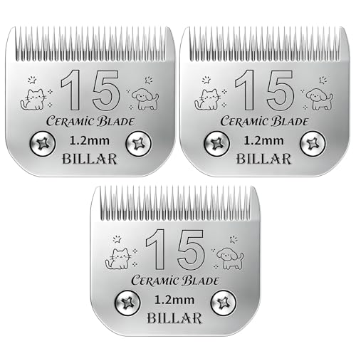 BILLAR® Detachable Pet Dog Grooming Clipper Ceramic Blades,Compatible with Size-15 Cut Length 3/64-Inch(1.2mm),Compatible with andis/Oster A5/Wahl KM10 Series Clippers（3PACK） - size: 15#-3PACK