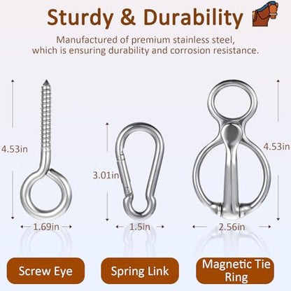 MAQUITA Horse Tie Ring, Safe Tie Horse Supplies, Humane Way Tie Ring, Magnetic Ring for Tying and Retracting, Helps Horse Pull Back and Releases Stress from The Horse