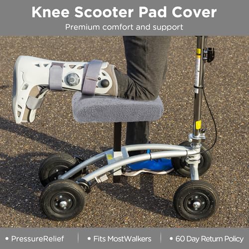 Breling Knee Scooter Pad Cover Faux Sheepskin Scooter Seat Cushion Memory Foam Knee Scooter Cushion Soft Plush Walker Seat Cover Universal for Comfort During Injury(Gray) - color: Gray