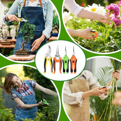 EWPJDK 4 Pack Garden Pruning Shears Scissors Clippers Stainless Steel - color: 4pcs Yellow Orange Green