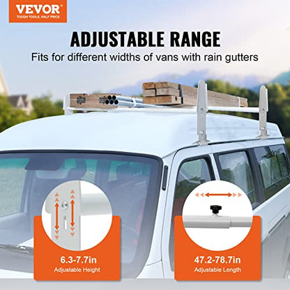 VEVOR Van Ladder Racks, 47.2-78.7 in Adjustable, 500 lbs Capacity, Alloy Steel, Compatible with Full-Size Vans, 2 Pcs White - size: for Mid-Large Size Vans