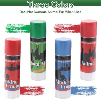 4 Pcs 2.82 Oz Livestock Marker Crayon, Cattle Marking Tools for Pig Cow Goat Horse, Donkey, Large Animal Crayons, Water Proof, Animal Skin Marking(2 Red, 1 Blue, 1 Green)
