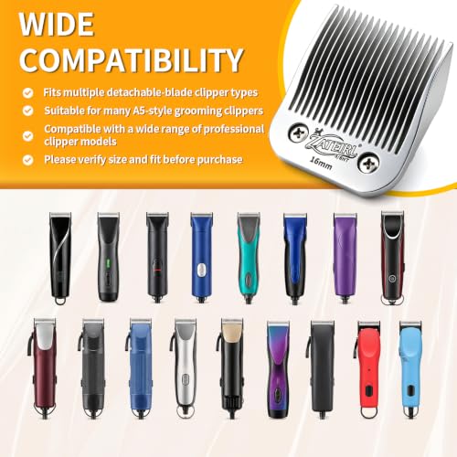Size 5/8HT Detachable Pet Grooming Clipper Blade with Ceramic Cutter, 16mm 5/8 Inch Cut Length, Silver, Compatible with Andis, Oster A5, Wahl KM10, 1 Pack - color: Silver, size: 5/8HT 16mm