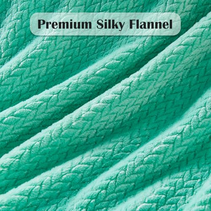 NEWCOSPLAY Fleece Leaves Pattern Throw Blanket, Aqua, 50"x60" - color: Aqua, size: Throw(50"x60")