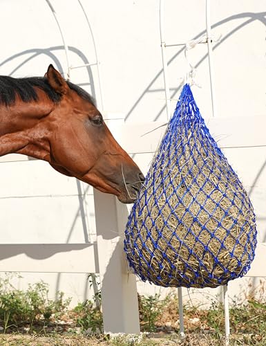 Harrison Howard Slow Feed Hay Net Horse 2 Pcs Horse Feeding Supplies Blue 40" Length with 2" Holes