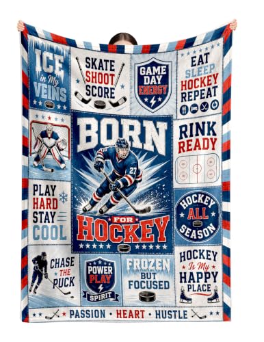 Hockey Gifts for Men Players Lovers Fan Hockey Blanket 60 * 50 | Birthday Christmas Thanksgiving Personalized Hockey Gifts Ice Hockey Lover Gift Hockey Fan Gifts Blanket Sport Blanket - color: Ice Hockey