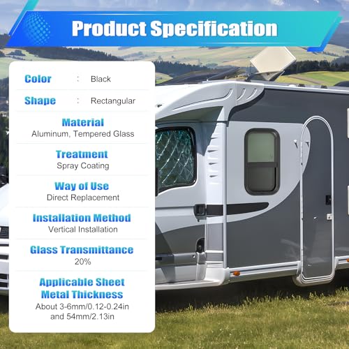 Vertical RV Window, 23.3*13.4*1.7in, Tinted Sliding RV Window, RV Window Replacement, Teardrop Style, with Net Screen and Trim Ring, Fit for Thickness Wall 0.12-0.24in and 2.13in
