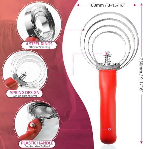2 Pack Double Sided Stainless Steel Curry Comb With Soft Grip, Shedding & Grooming Tool For Dogs, Cattle & Horses