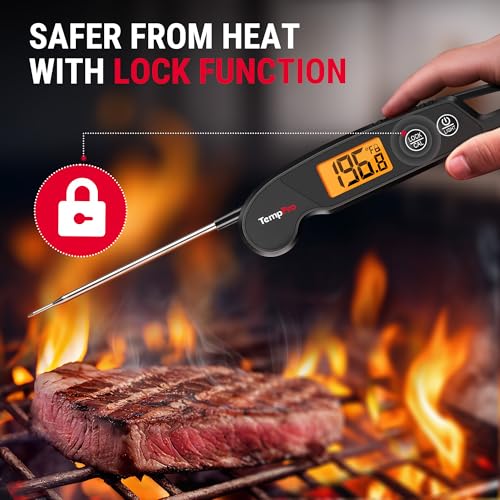 TempPro TempSwift 1 Sec Digital Meat Thermometer Instant Read Thermometer | Cooking Thermometer with Backlight Calibration, IPX6 Waterproof Kitchen Food Thermometer for Smoker Grill Candy Oven Baking