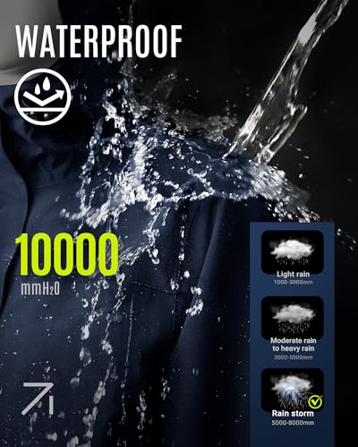 33,000ft Women's Waterproof Rain Jackets Long Rain Coats with Hood - color: Navy Blue, size: Small