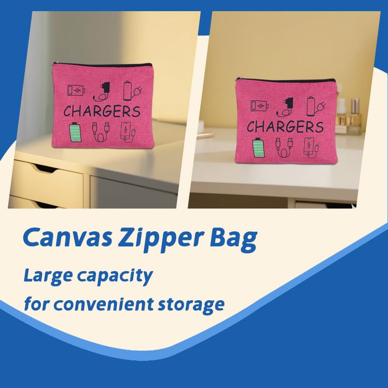 ShiQiao Spl Chargers Cables Storage Bag Travel Cable Storage Organizer Bag Chargers Makeup Cosmetic Bag Pouch Electronic Charging Organizer for Women Birthday Christmas Gift for Daughter Friend - style: Pink Charger