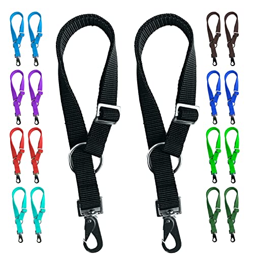 Majestic Ally Pack of 2 Horse Water Bucket Strap Hangers - Adjustable 18” to 30” length – for Indoor or Outdoor Use - color: Black