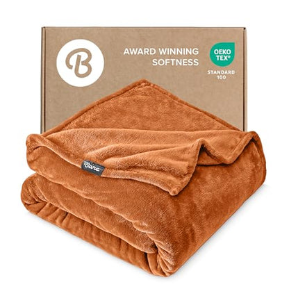 Bare Home Fleece Blanket Luxury Microplush (Full/Queen, Sienna) - color: 22 - Sienna, size: Full/Queen