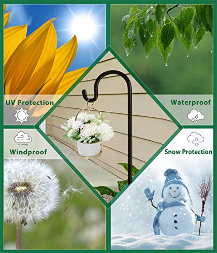 Adjustable Outdoor Shepherd Hook Stand with 5 Prong Base, 60 Inches Tall 3/5 in Thick, Shiny Black (2 Packs) - size: 60in-2pcs