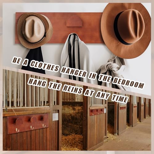 Teenyyou 2 Pcs Wooden Bridle Rack Wall Mount, Vintage Horse Tack Hooks