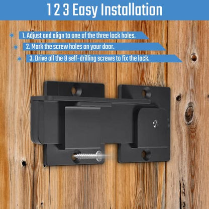 7.5" Flip Gate Latch Lock for Wooden Fence with Padlock Holes | 4mm Heavy Duty Aluminum Alloy Door Latch for Outdoor Swing Sliding Gate, Double Gate, Barn Shed Garage Yard