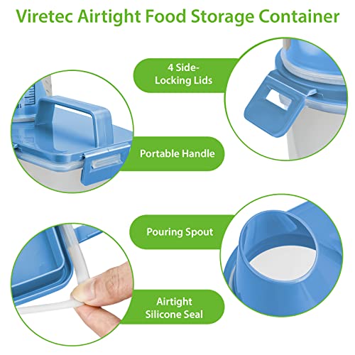 Viretec Rice Storage Container, 3 to 5Lbs Dry Food Airtight Container, Pet Dog Cat Food Canister, BPA Free Clear Plastic Kitchen and Pantry Organization Bin for Oatmeal, Grain, Cereal, Pasta, Flour - color: 3L/White