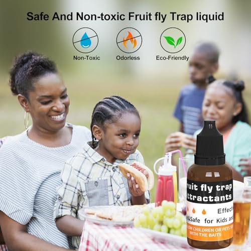 Fruit Fly Trap Refill Liquid Only 12 Packs- Replacement Parts for Fly Traps- Safe Near Pets,Food and Kids- Fruit Fly Lure Refill Trap