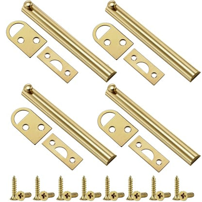 Lothee 6" 4 Pcs Brass Surface Bolt Door Latch, Brass Finish - color: Brass Finish, size: 6 Inch